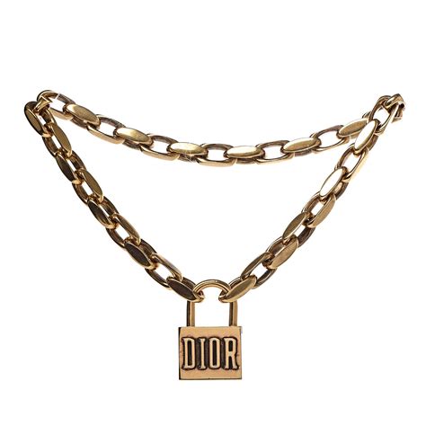 dior lock necklace gold|genuine christian dior necklace.